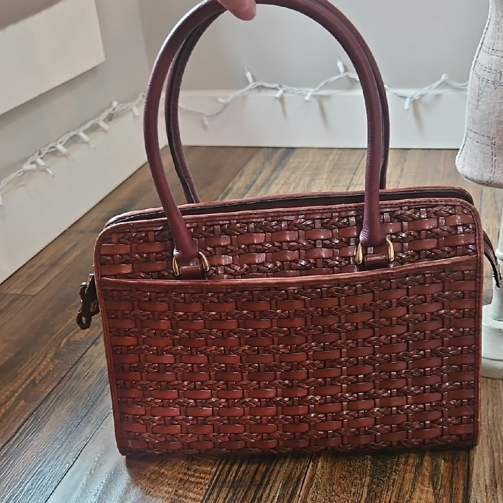 Genuine Leather Women's Rich Brown Woven Purse - Picture 12 of 12